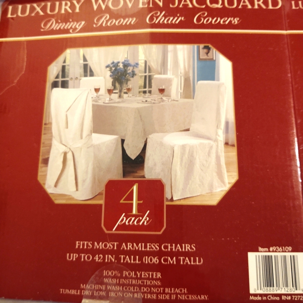 Chair Covers (4 pack) Light Ivory w/design